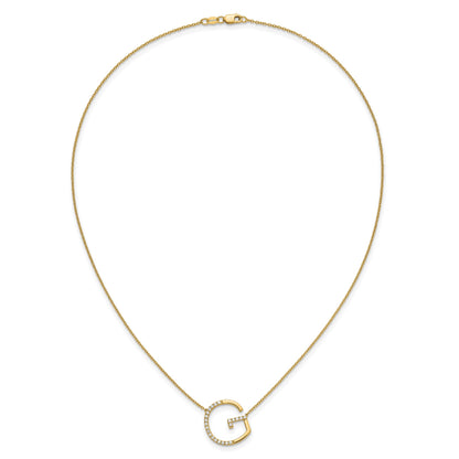 14K Sideways Diamond Initial G 18 inch Necklace