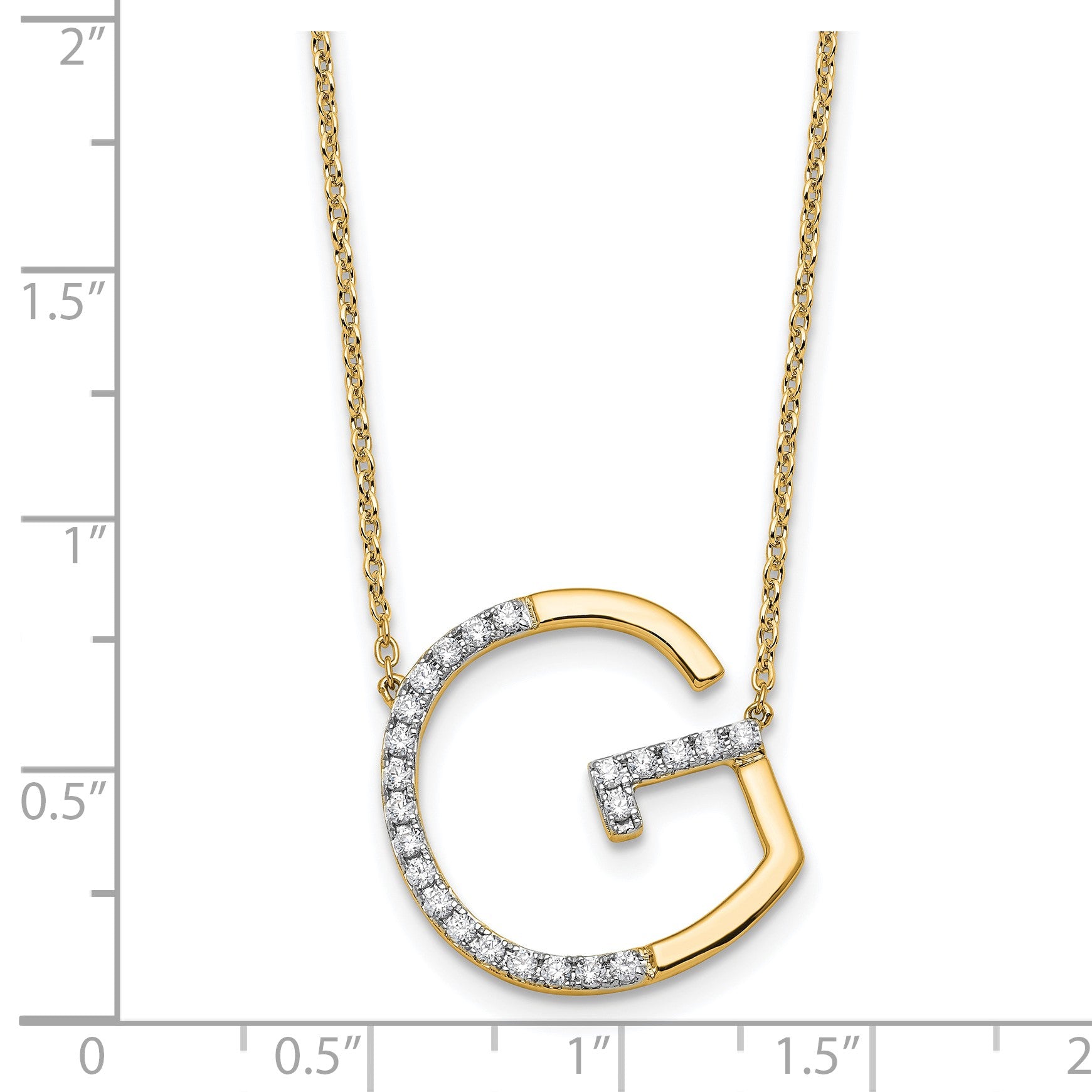 14K Sideways Diamond Initial G 18 inch Necklace