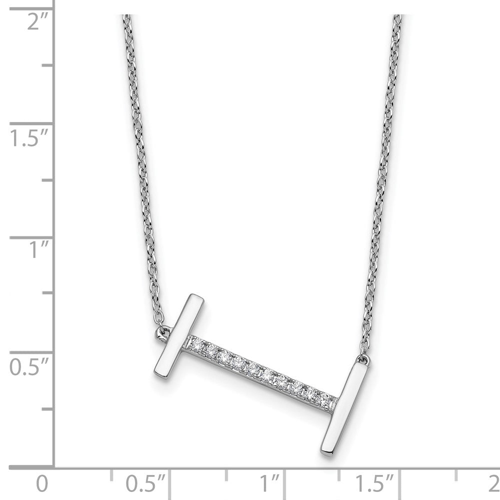 14K White Gold Sideways Diamond Initial I Necklace