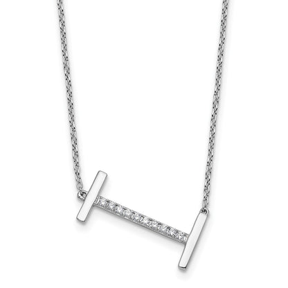 14K White Gold Sideways Diamond Initial I Necklace