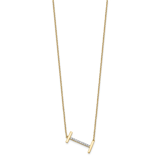 14K Sideways Diamond Initial I 18 inch Necklace