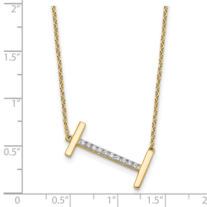 14K Sideways Diamond Initial I 18 inch Necklace