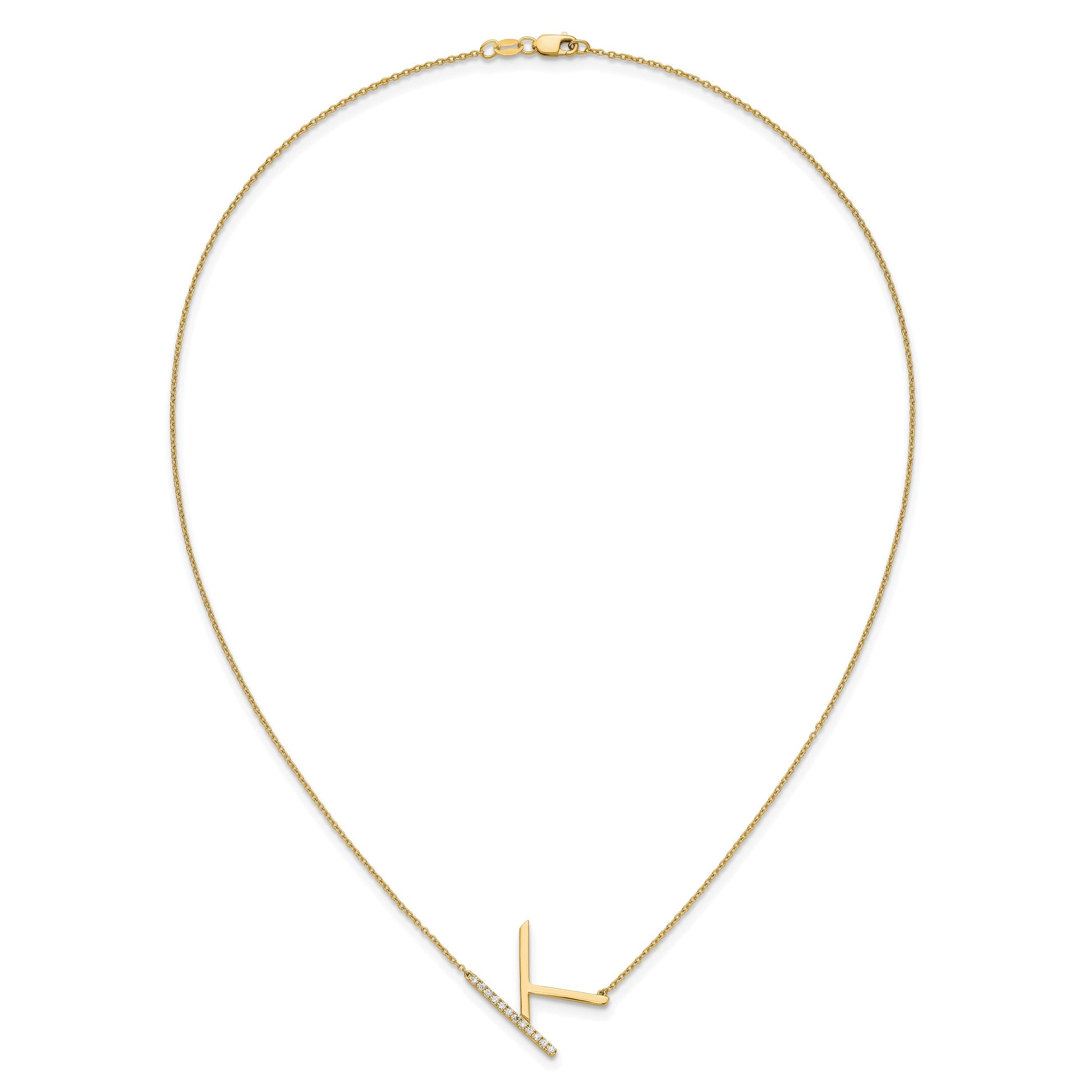 14K Sideways Diamond Initial K 18 inch Necklace