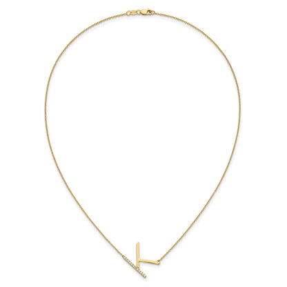 14K Sideways Diamond Initial K 18 inch Necklace