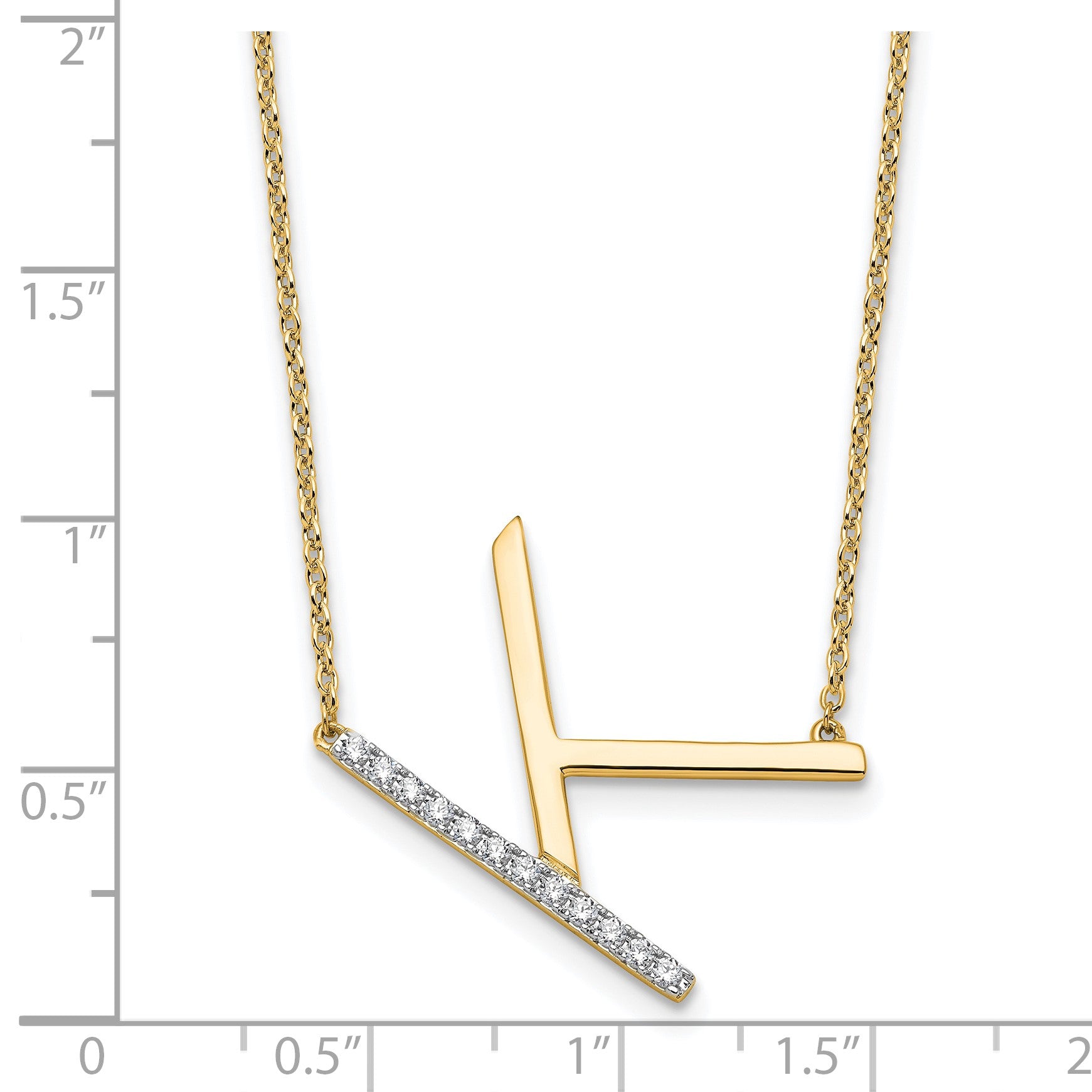 14K Sideways Diamond Initial K 18 inch Necklace