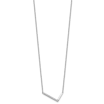 14K White Gold Sideways Diamond Initial L 18 inch Necklace