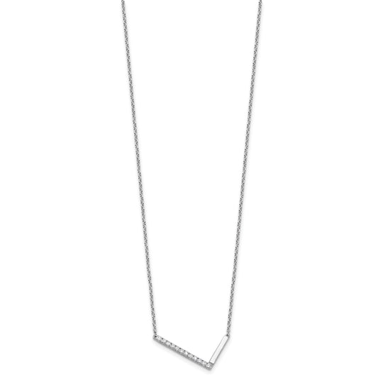 14K White Gold Sideways Diamond Initial L 18 inch Necklace