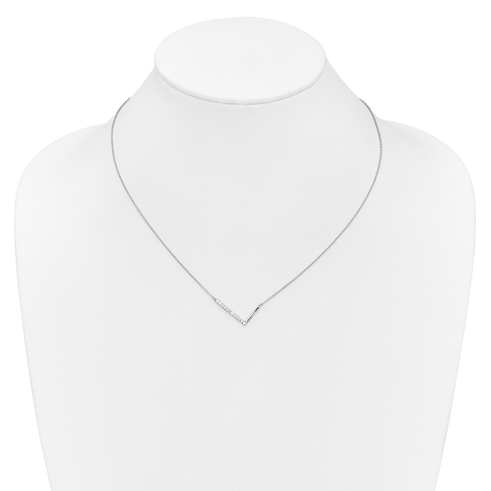 14K White Gold Sideways Diamond Initial L 18 inch Necklace