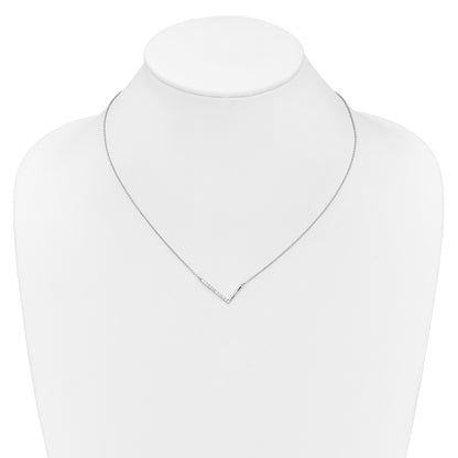14K White Gold Sideways Diamond Initial L 18 inch Necklace