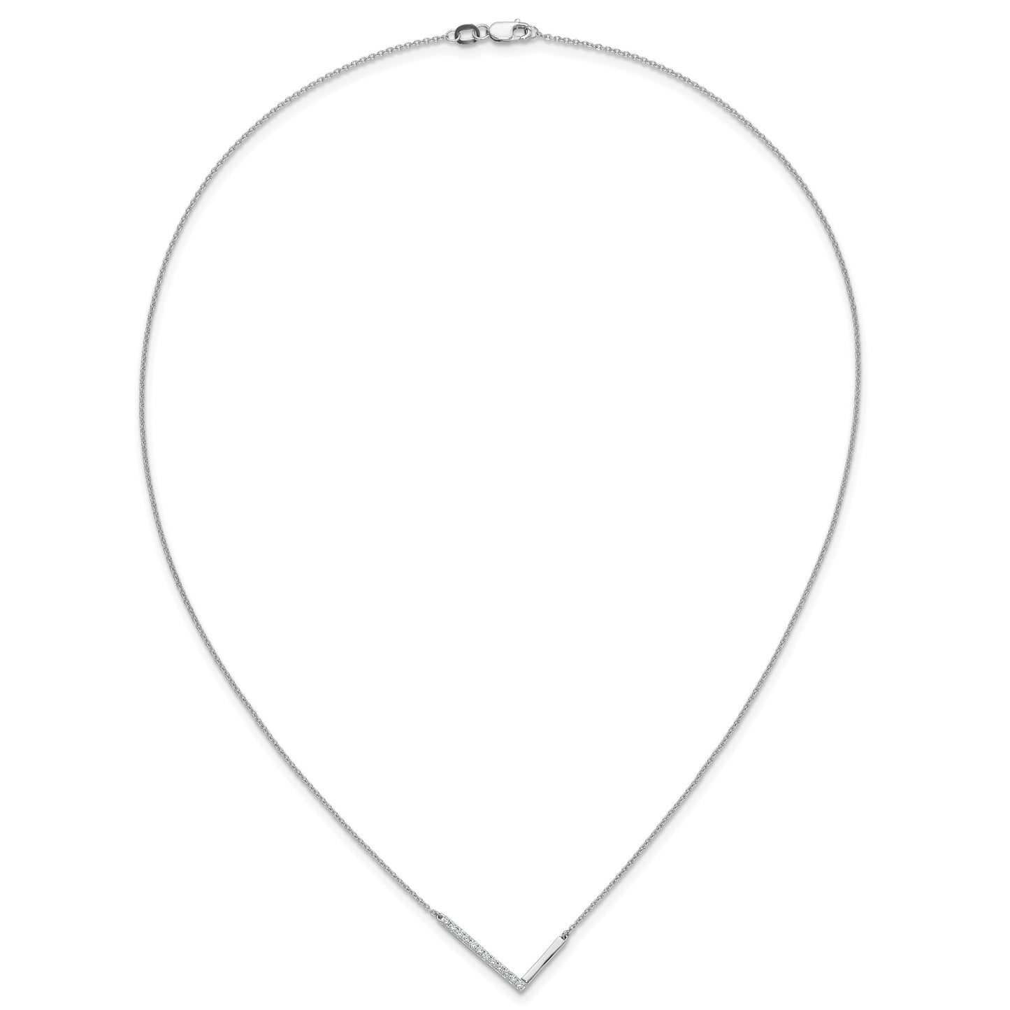 14K White Gold Sideways Diamond Initial L 18 inch Necklace