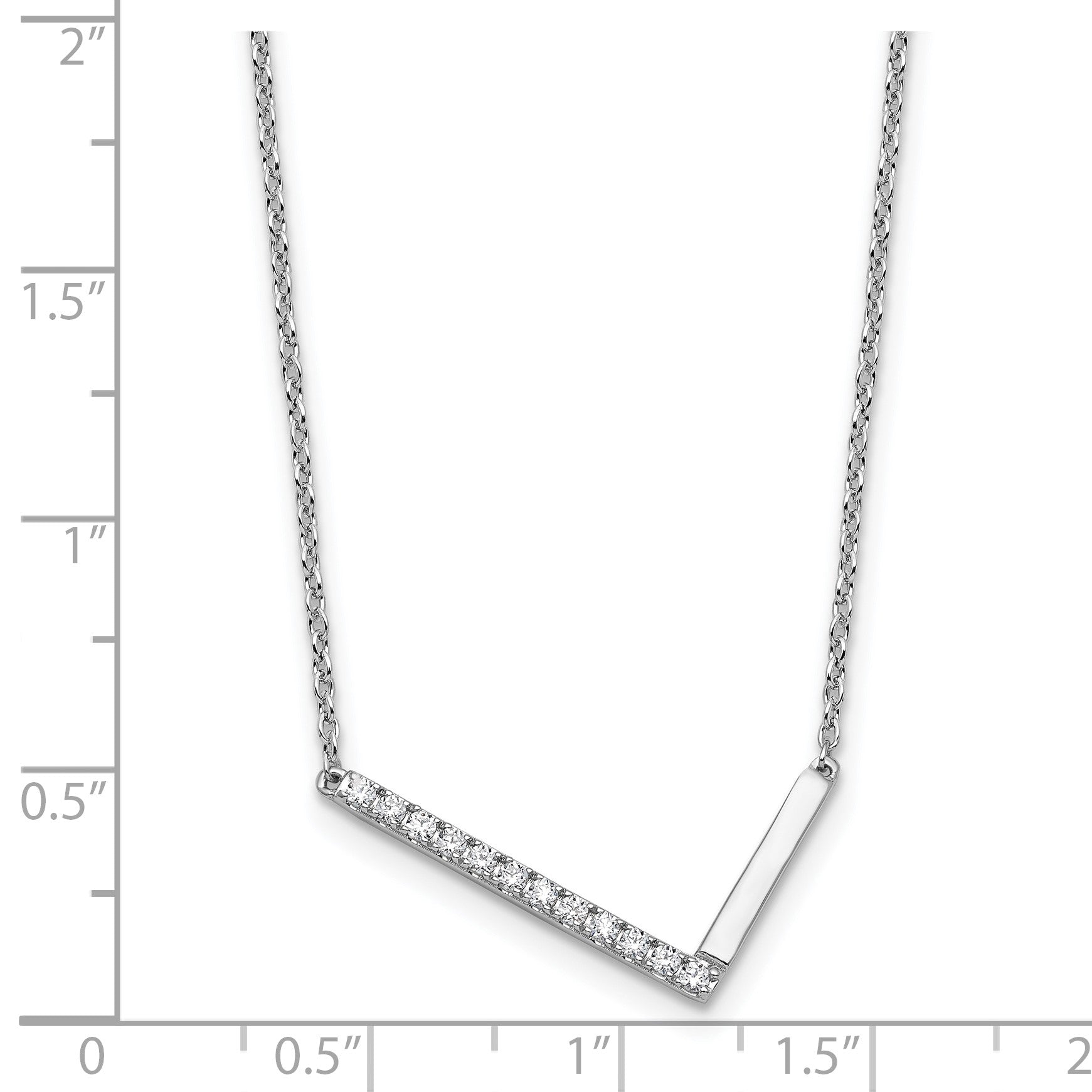 14K White Gold Sideways Diamond Initial L 18 inch Necklace