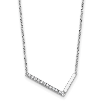 14K White Gold Sideways Diamond Initial L Necklace