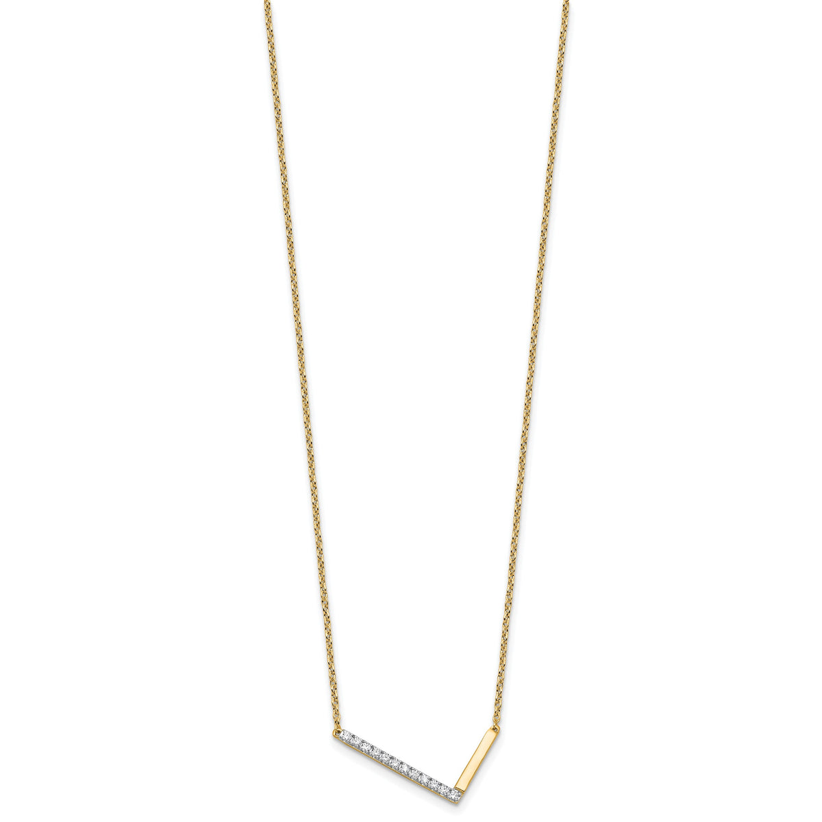 14K Sideways Diamond Initial L 18 inch Necklace