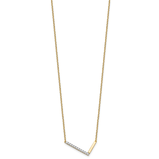 14K Sideways Diamond Initial L 18 inch Necklace