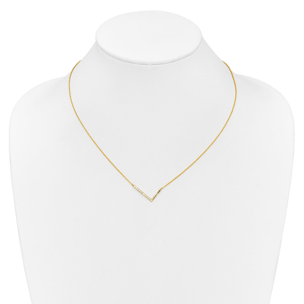 14K Sideways Diamond Initial L 18 inch Necklace
