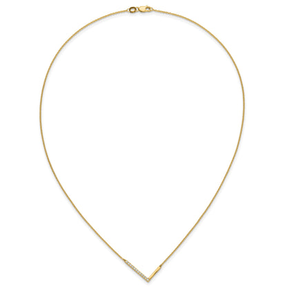 14K Sideways Diamond Initial L 18 inch Necklace