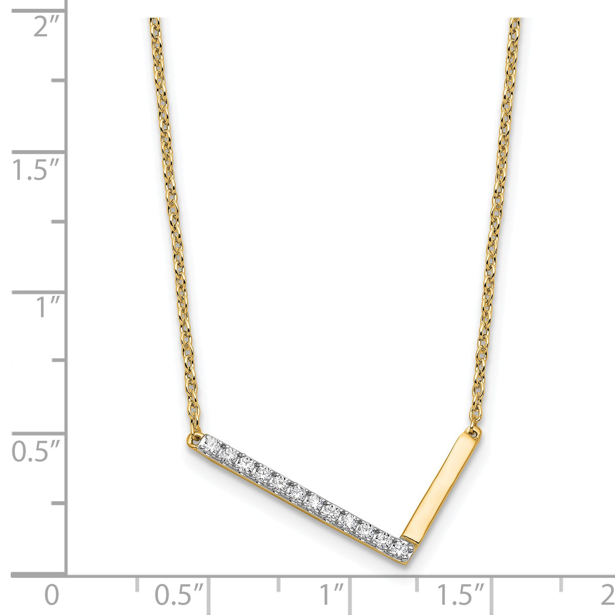 14K Sideways Diamond Initial L 18 inch Necklace