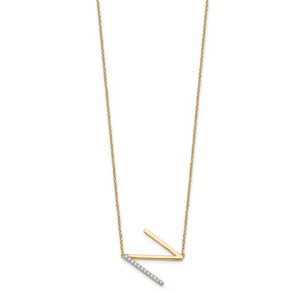 14K Sideways Diamond Initial N 18 inch Necklace