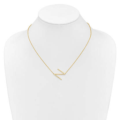 14K Sideways Diamond Initial N 18 inch Necklace