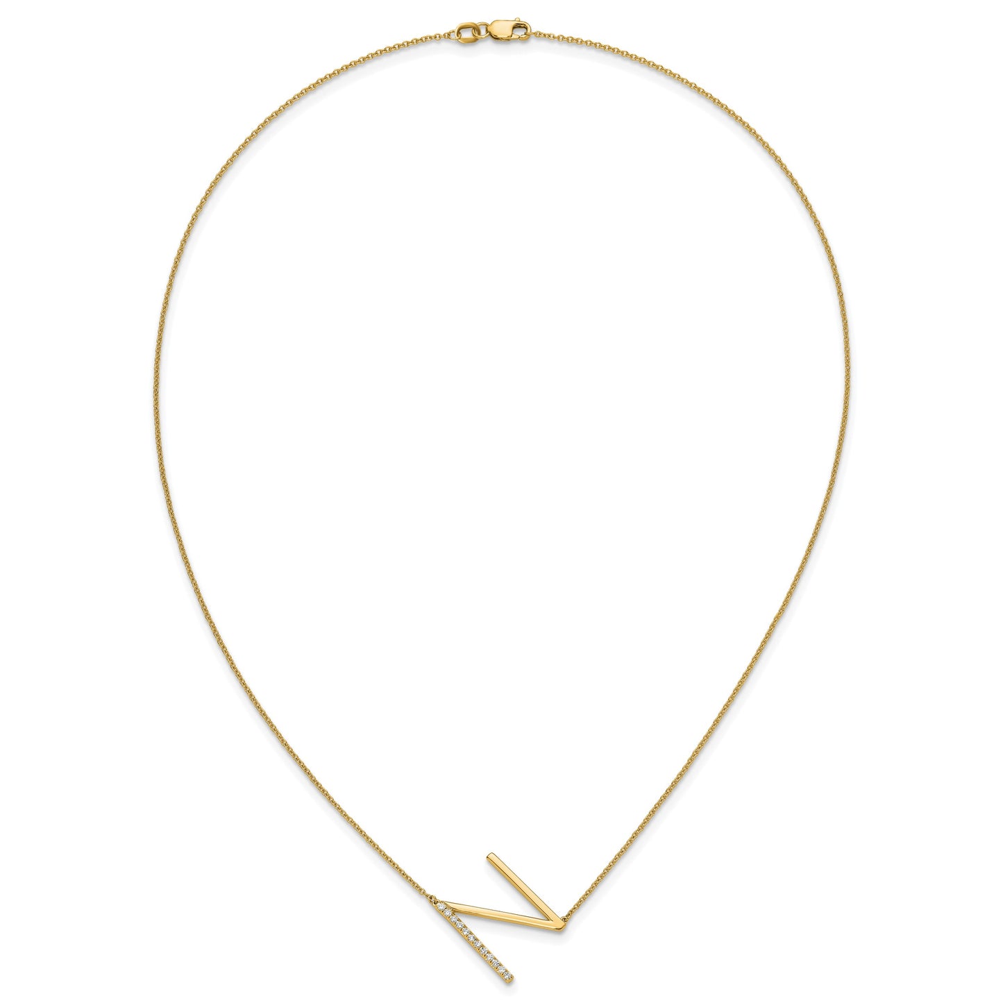 14K Sideways Diamond Initial N 18 inch Necklace