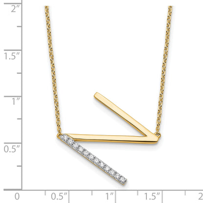 14K Sideways Diamond Initial N 18 inch Necklace