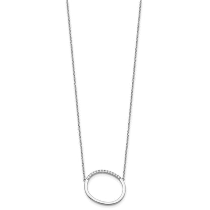 14K White Gold Sideways Diamond Initial O 18 inch Necklace