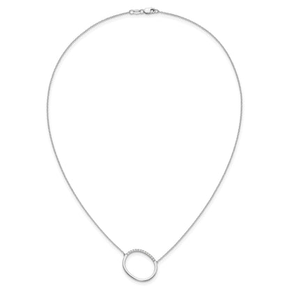 14K White Gold Sideways Diamond Initial O 18 inch Necklace