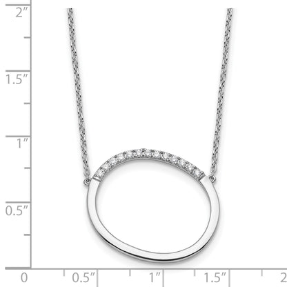 14K White Gold Sideways Diamond Initial O 18 inch Necklace