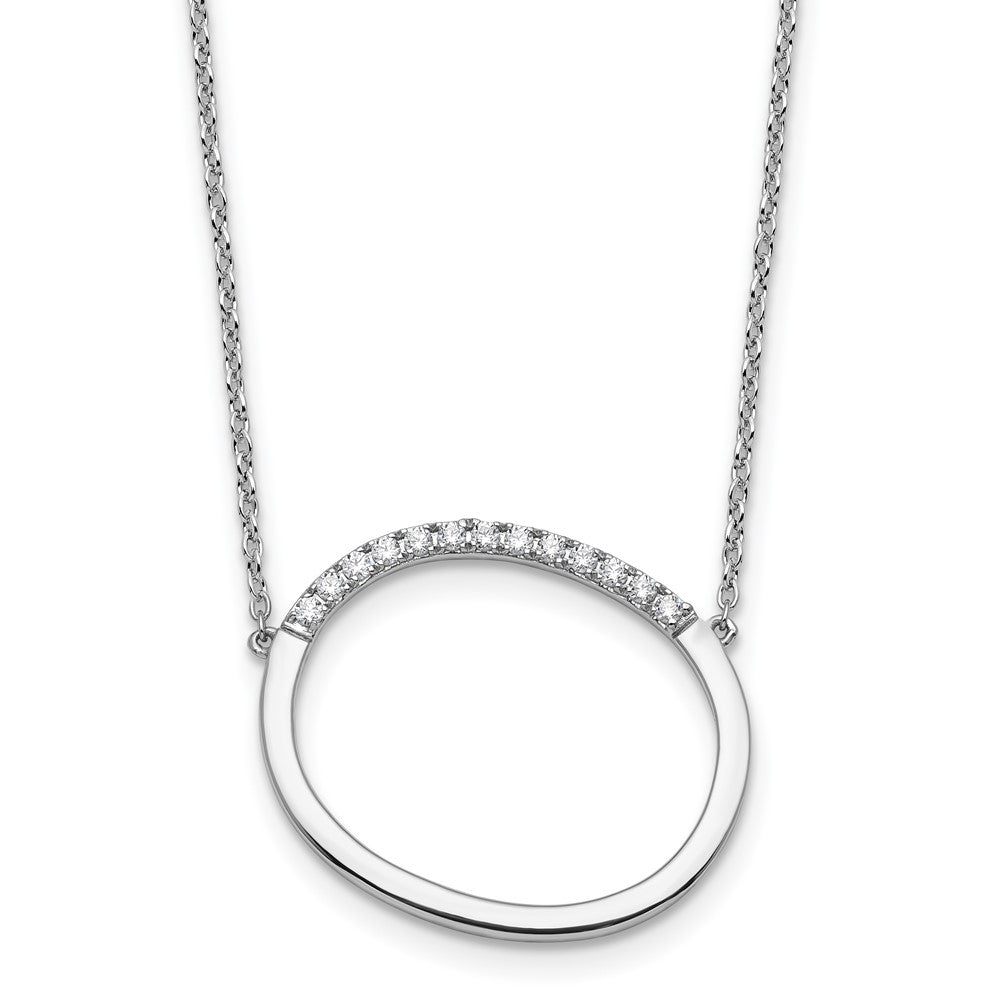 14K White Gold Sideways Diamond Initial O Necklace