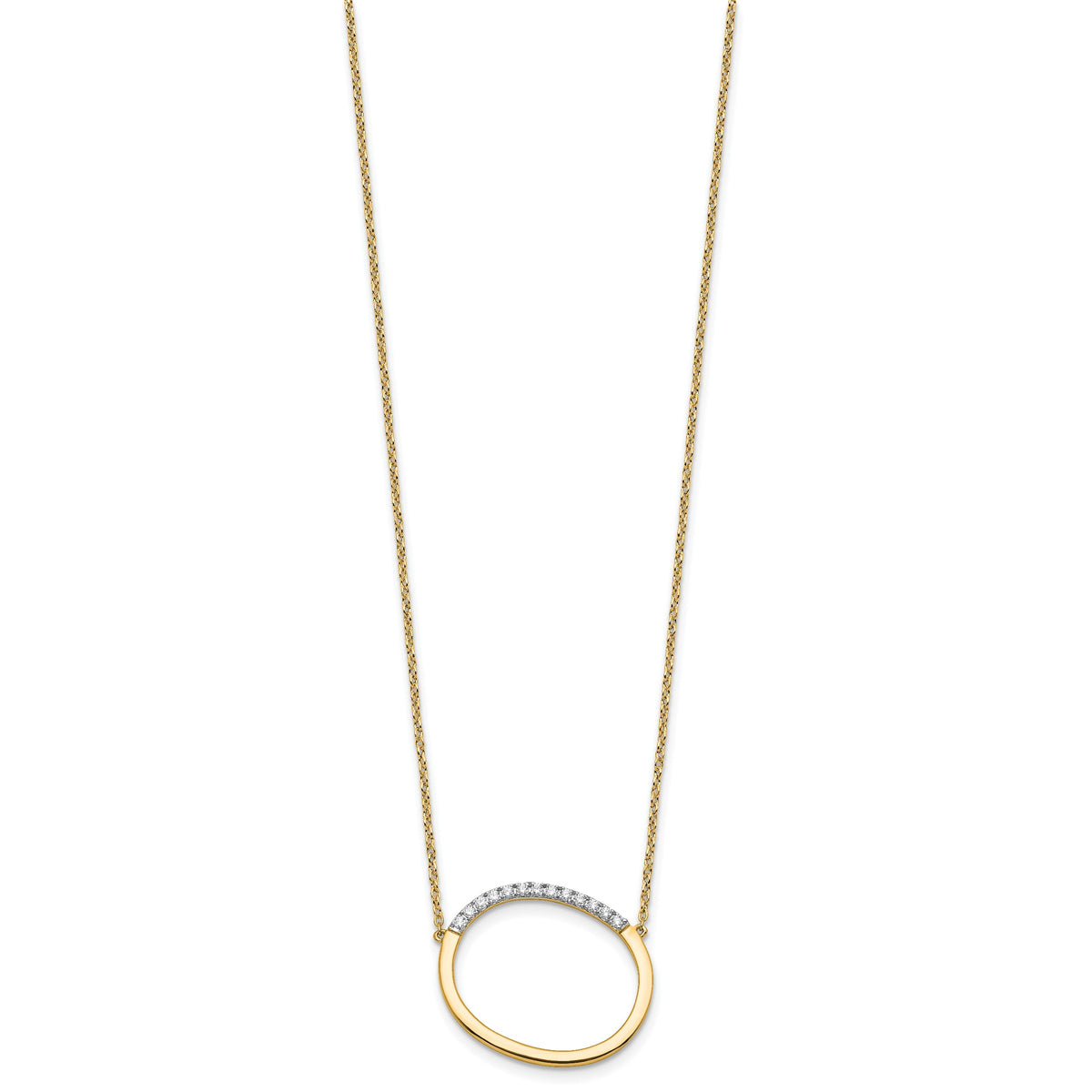 14K Sideways Diamond Initial O 18 inch Necklace