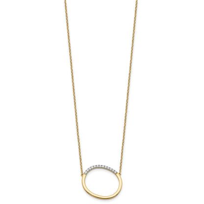 14K Sideways Diamond Initial O 18 inch Necklace
