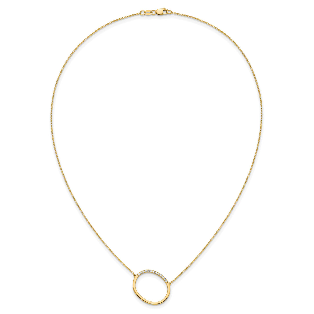 14K Sideways Diamond Initial O 18 inch Necklace