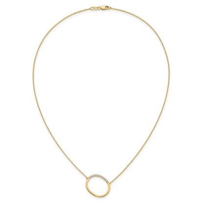 14K Sideways Diamond Initial O 18 inch Necklace