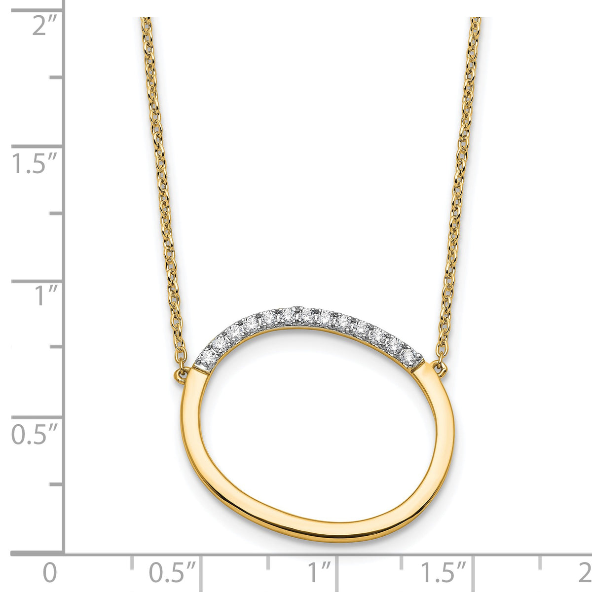 14K Sideways Diamond Initial O 18 inch Necklace