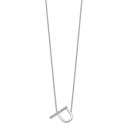 14K White Gold Sideways Diamond Initial P Necklace