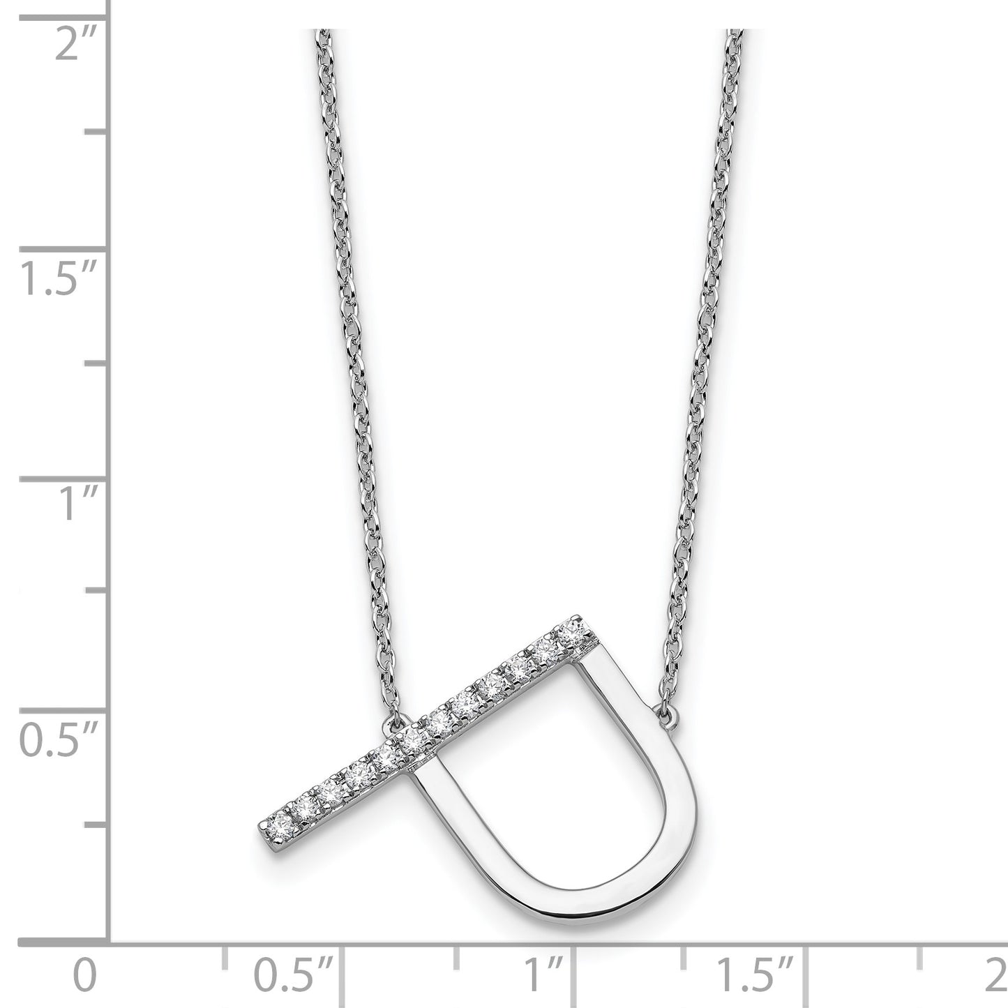 14K White Gold Sideways Diamond Initial P 18 inch Necklace
