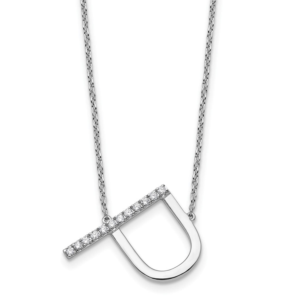 14K White Gold Sideways Diamond Initial P Necklace