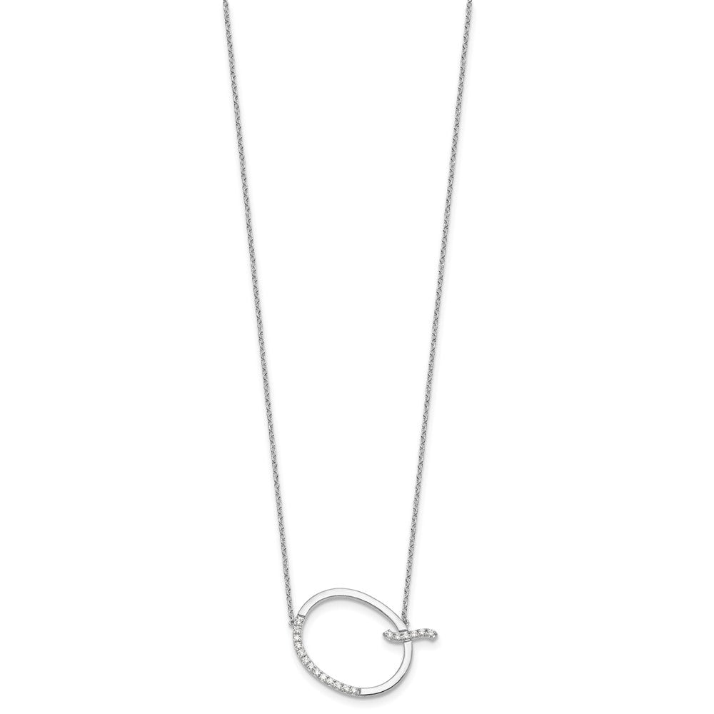 14K White Gold Sideways Diamond Initial Q Necklace