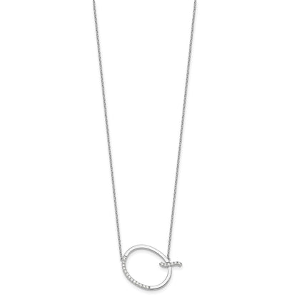 14K White Gold Sideways Diamond Initial Q Necklace