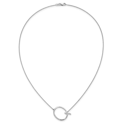 14K White Gold Sideways Diamond Initial Q 18 inch Necklace