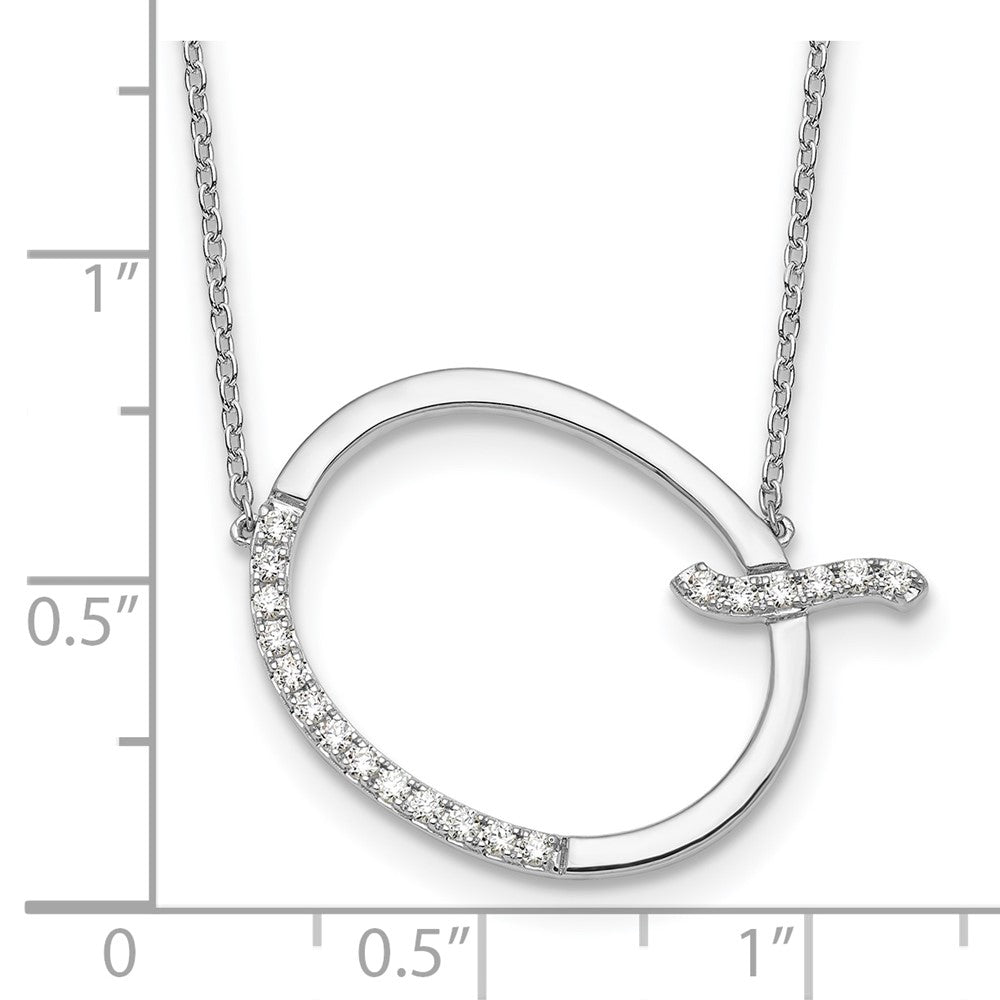 14K White Gold Sideways Diamond Initial Q Necklace