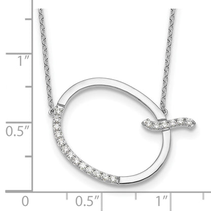 14K White Gold Sideways Diamond Initial Q Necklace