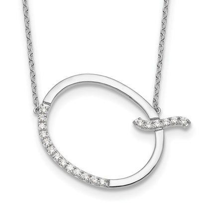 14K White Gold Sideways Diamond Initial Q Necklace