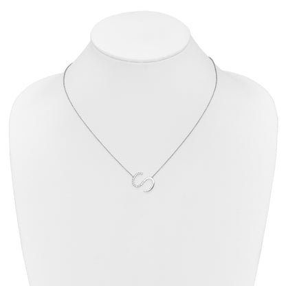 14K White Gold Sideways Diamond Initial S 18 inch Necklace