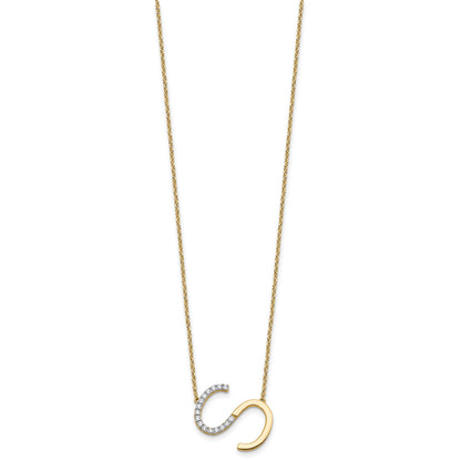 14K Sideways Diamond Initial S 18 inch Necklace