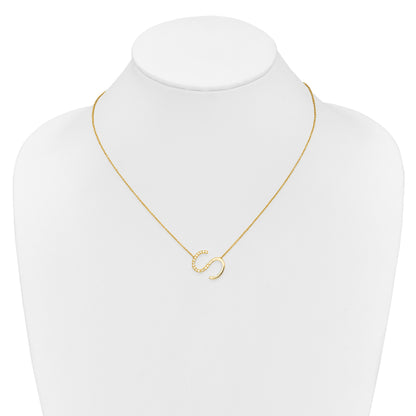 14K Sideways Diamond Initial S 18 inch Necklace