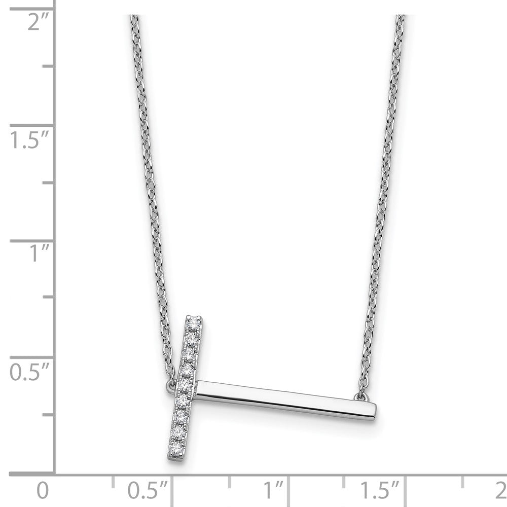 14K White Gold Sideways Diamond Initial T Necklace