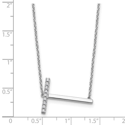 14K White Gold Sideways Diamond Initial T Necklace