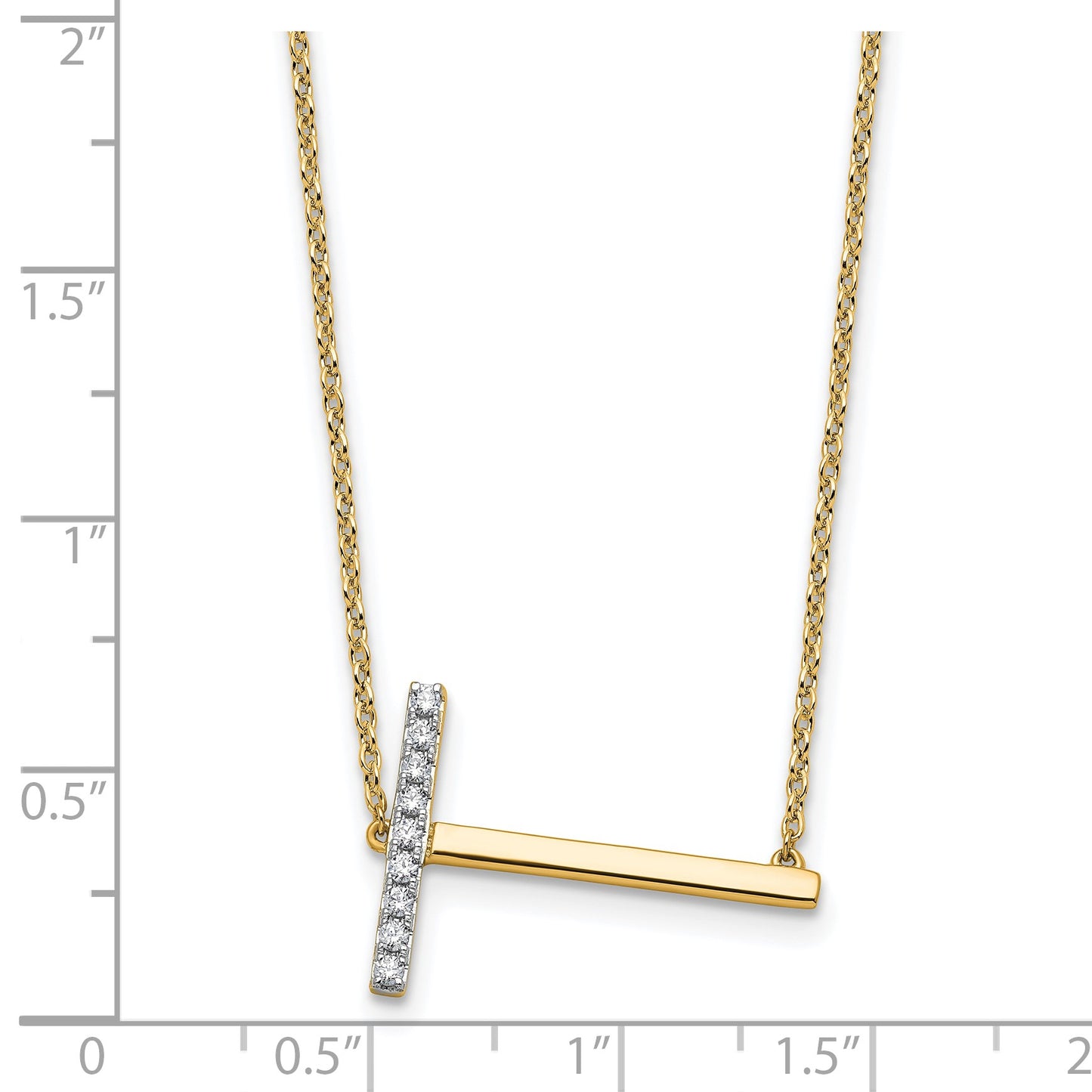 14K Sideways Diamond Initial T 18 inch Necklace
