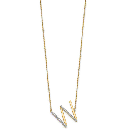 14K Sideways Diamond Initial W 18 inch Necklace